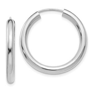 3mm x 25mm 14k White Gold Polished Endless Tube Hoop Earrings